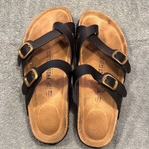 Black Triple-Strap Women’s Mule Sandals